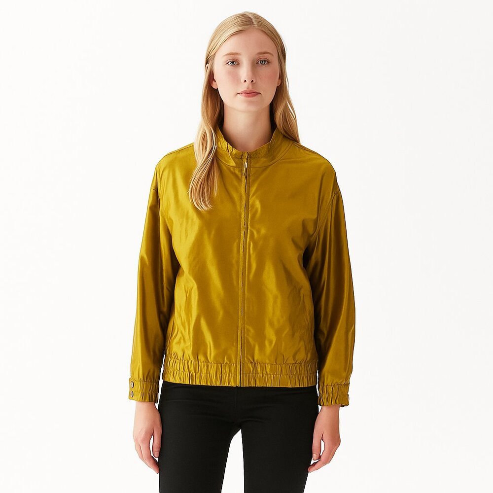 St. John Windbreaker Jacket Iridescent Zip-up Jacket Gold Lightweight M#A0567